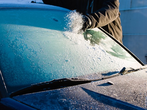 Cleans frozen windshield