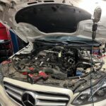 The mercedes benz car has been came for repair services